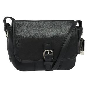 Coach Shoulder Bag Leather Black Silver Auth bs27382